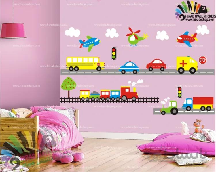 استیکر و برچسب دیواری اتاق کودک شهر شلوغ کد h623
