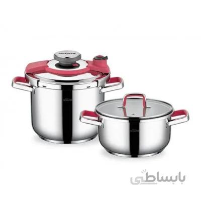 زودپز دو قلوی شفر مدل Compakt گنجایش 7 و 4.5 لیتر قرمز