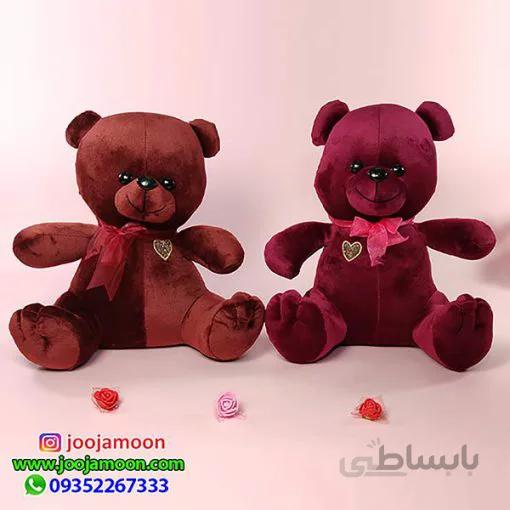 عروسک خرس مخملی پاپیون دار