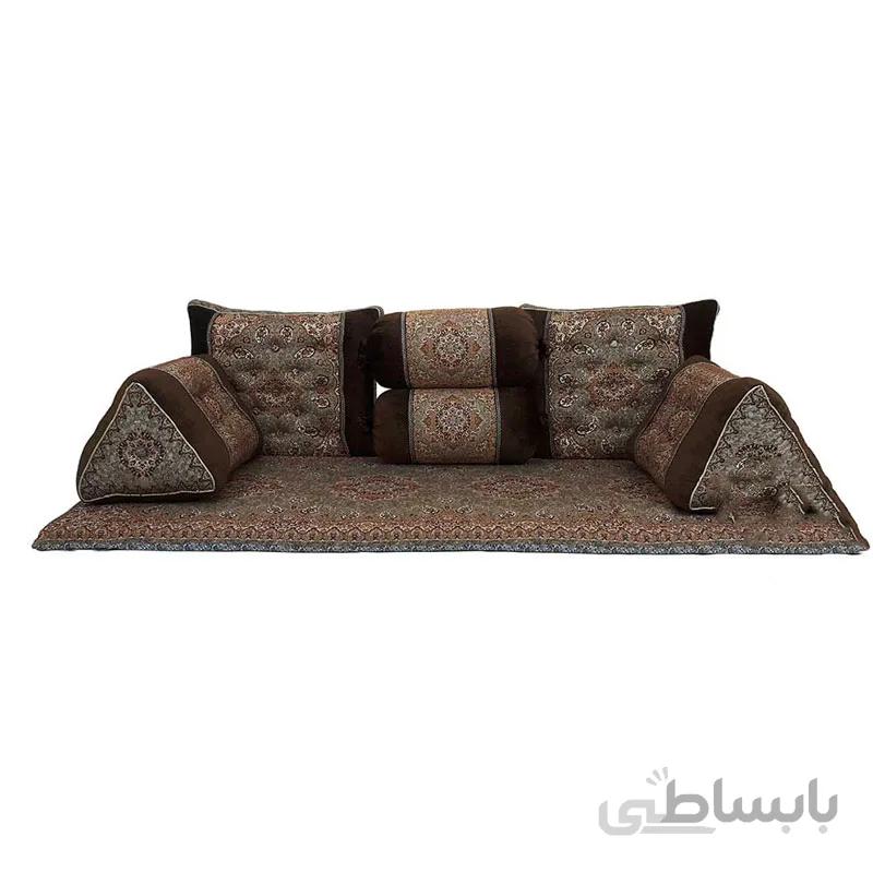 ست شاهنشین ۷تکه طرح خان سالار قهوه ای تراکم۲۰۰