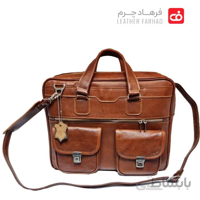 کیف اداری دو دسته دو جیب چرم طبیعی تبریز