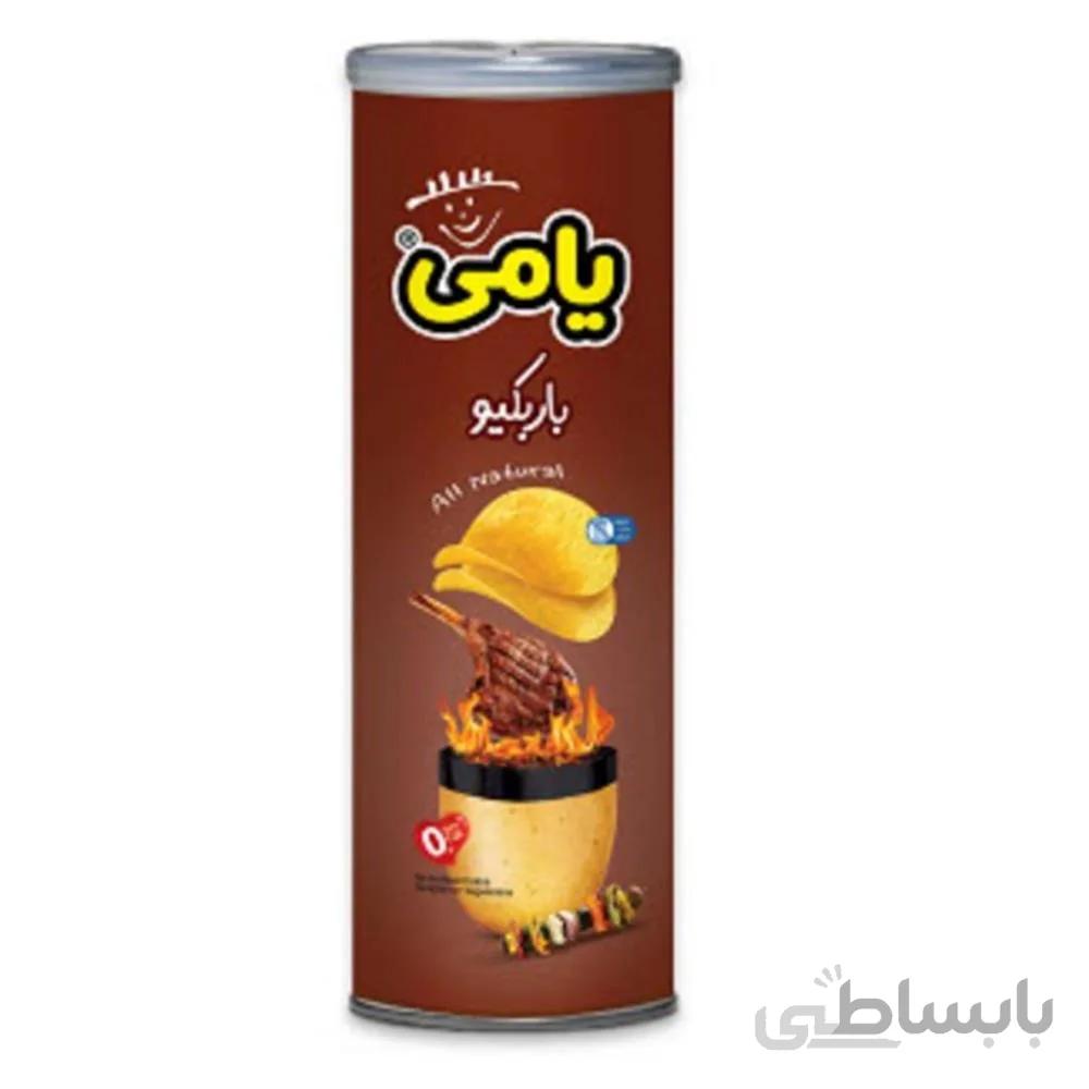 چيپس همسان بسته بندی قوطي باربکیو 150گرمی(12 عدد در هر کارتن) ا Potato chips, matched packaging, container barbecue 150گرمی(12 PCs in each carton)