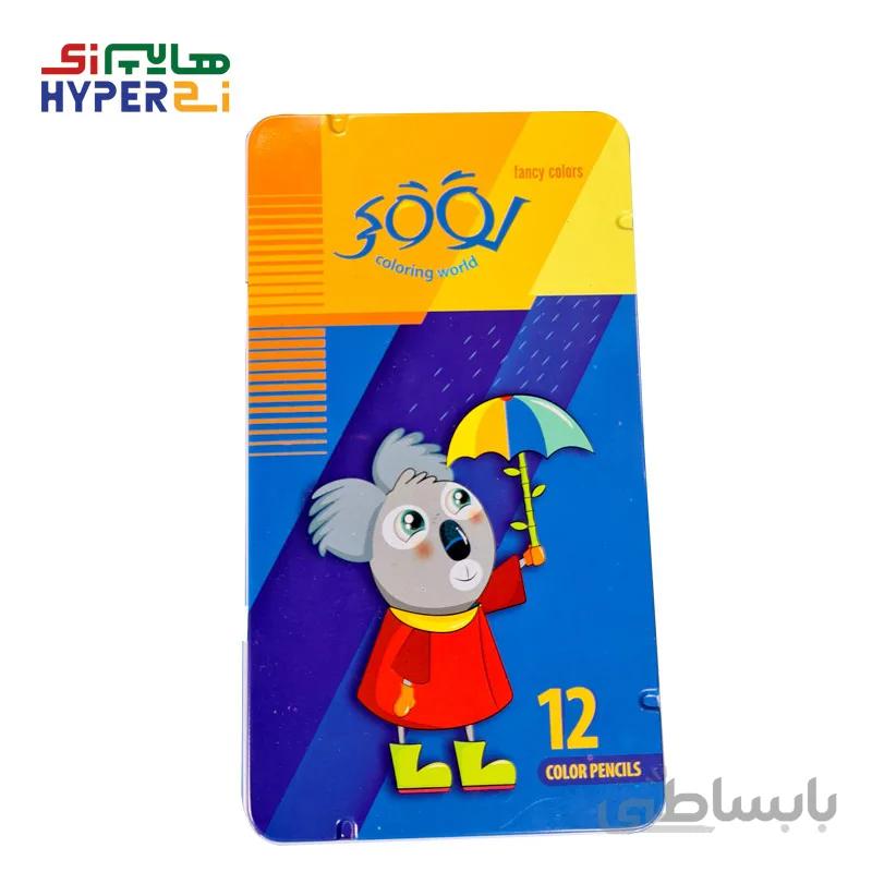 مداد رنگی 12 رنگ لوکی جعبه فلزی (Looky)