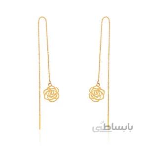 گوشواره بخیه ای طلا طرح گل شنل کد LE679