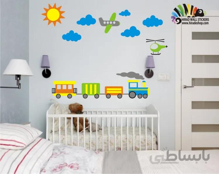 استیکر و برچسب دیواری اتاق کودک قطار و هواپیما کد h081