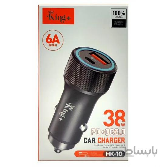 شارژر فندکی کوییک QC 3.0 کینگ پلاس HK-10 همراه با کابل