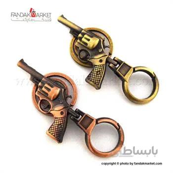 جاکلیدی فلزی و فانتزی دو حلقه طرح تفنگ