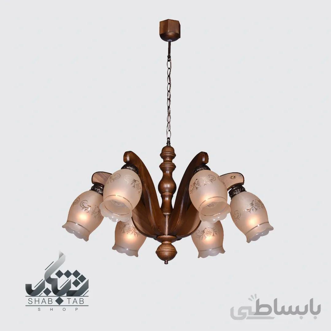 لوستر چوبی مهسا شش شعله دارکار کد 276