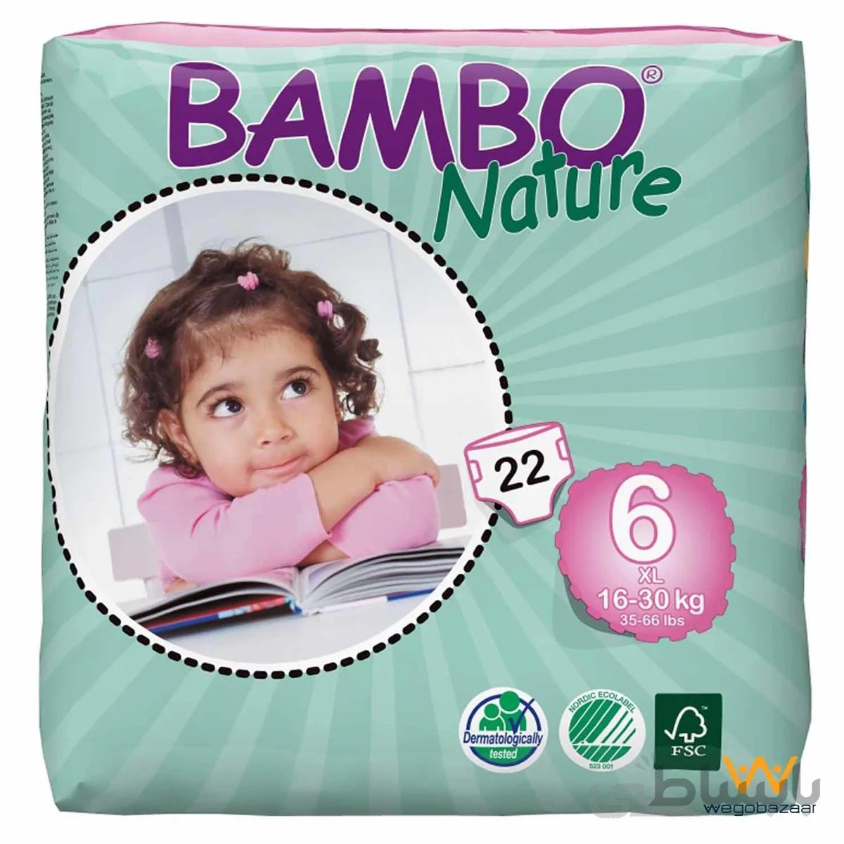پوشک بامبو مدل XL سایز 6 بسته 22 عددی ا Bambo Nature XL Size 6 Diaper Pack of 22