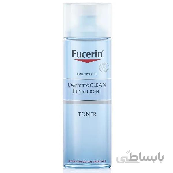 تونر پوست حساس هیالورون اوسرین مدل DermatoCLEAN Hyaluron Toner حجم ۲۰۰ میل ا Eucerin DermatoCLEAN + Hyaluron Cleansing Facial Toner for Sensitive Skin 200ml