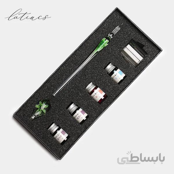 ست قلم شیشهای گل سبز ویژه