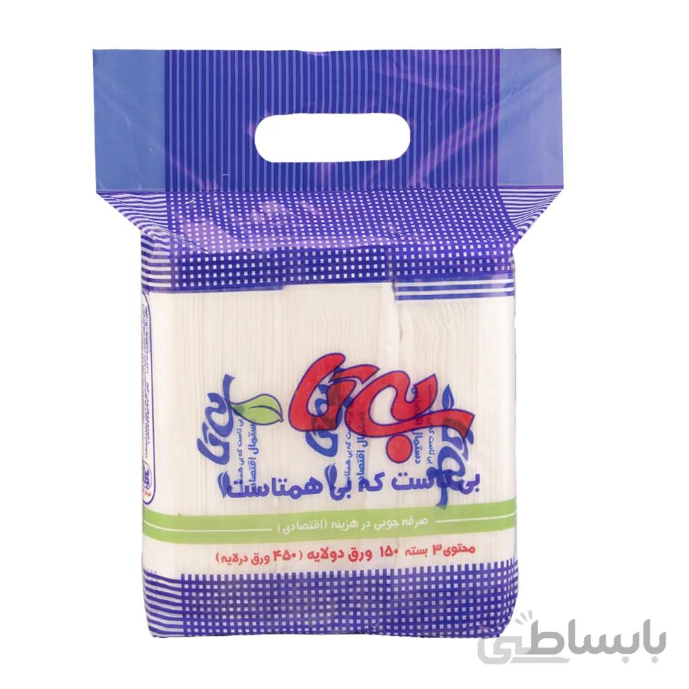 دستمال کاغذی ۹۰۰ برگی سفید بیتا (۳*۳۰۰) – کیسه ۱۲ تایی