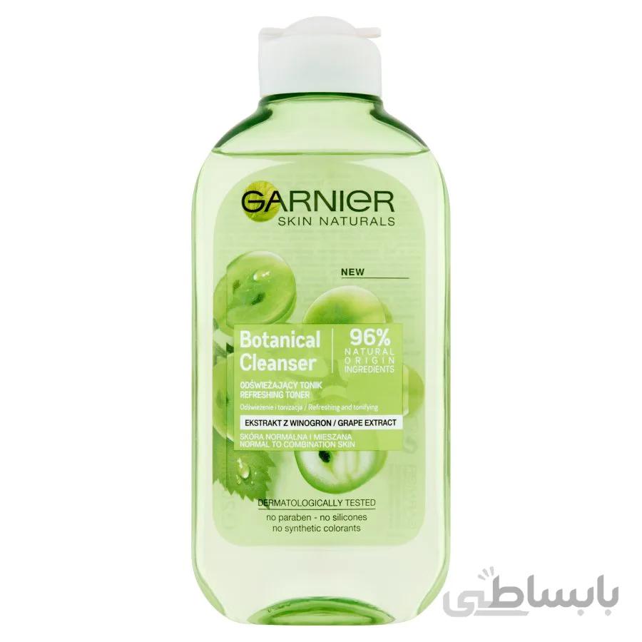 تونرگیاهی پاک کننده پوست صورت حاوی عصاره انگور مناسب پوست نرمال تا چرب حجم 200 میل گارنیر ا Garnier Cleanser Toner Naturals Botanical Grape Extract 200ml