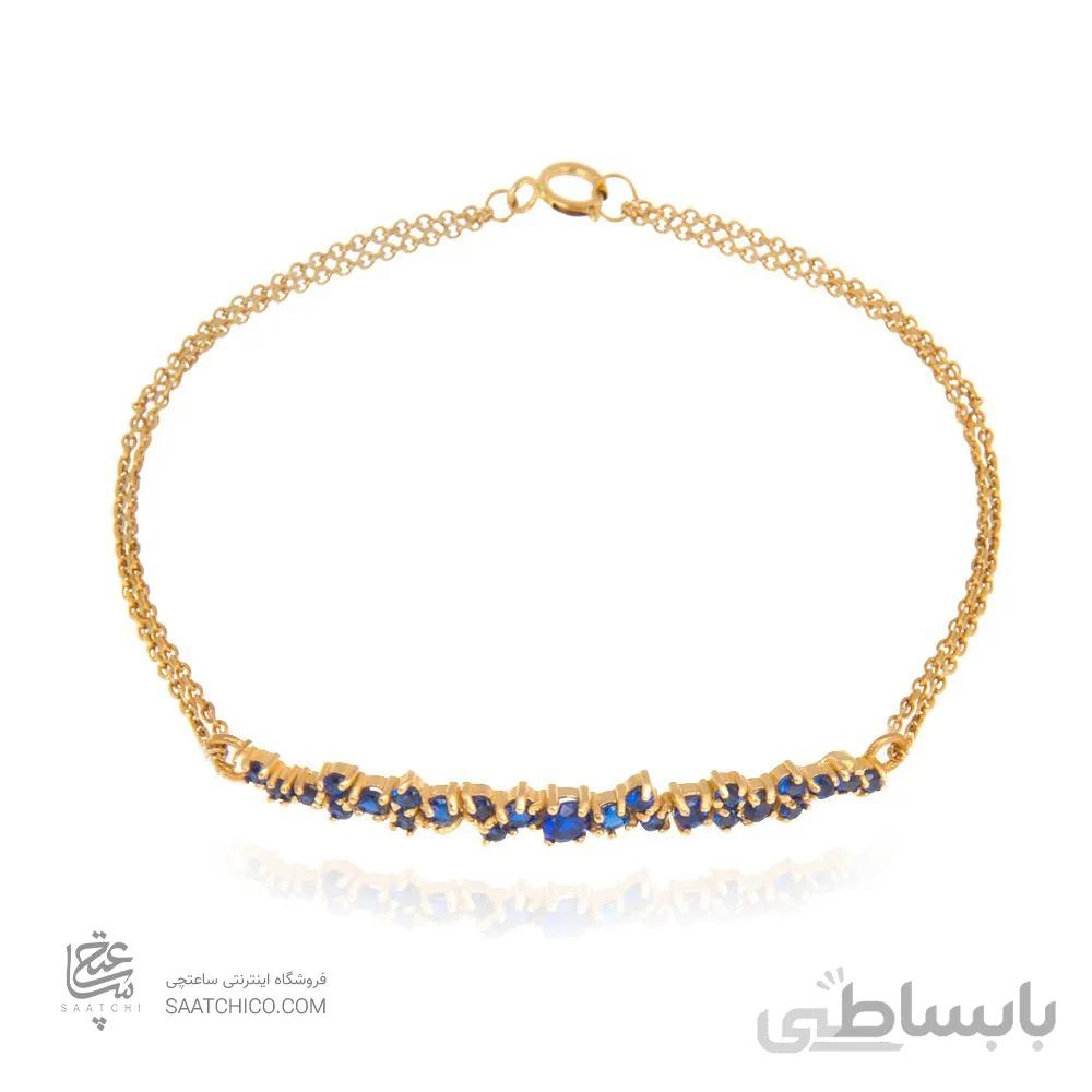 دستبند طلا زنانه با نگین به رنک آبی کبود کد CB324E