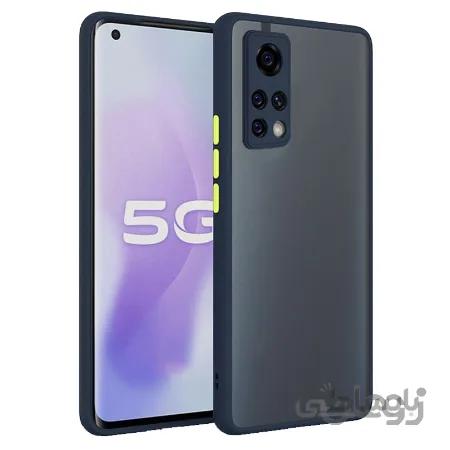 کاور و قاب گوشی مناسب برای Xiaomi MI 10T Pro هیبریدی دکمه رنگی مدل پشت مات محافظ لنزدار