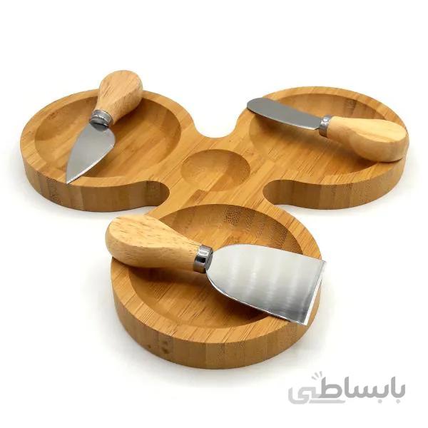 ست سرو پنیر بامبو 4 پارچه مدل Triple