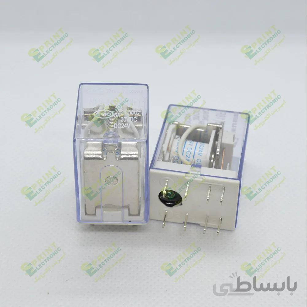 رله 24 ولت پایه ایزومی راستای لحیمی 8 پایه 5 آمپر HLS-4453-24VDC