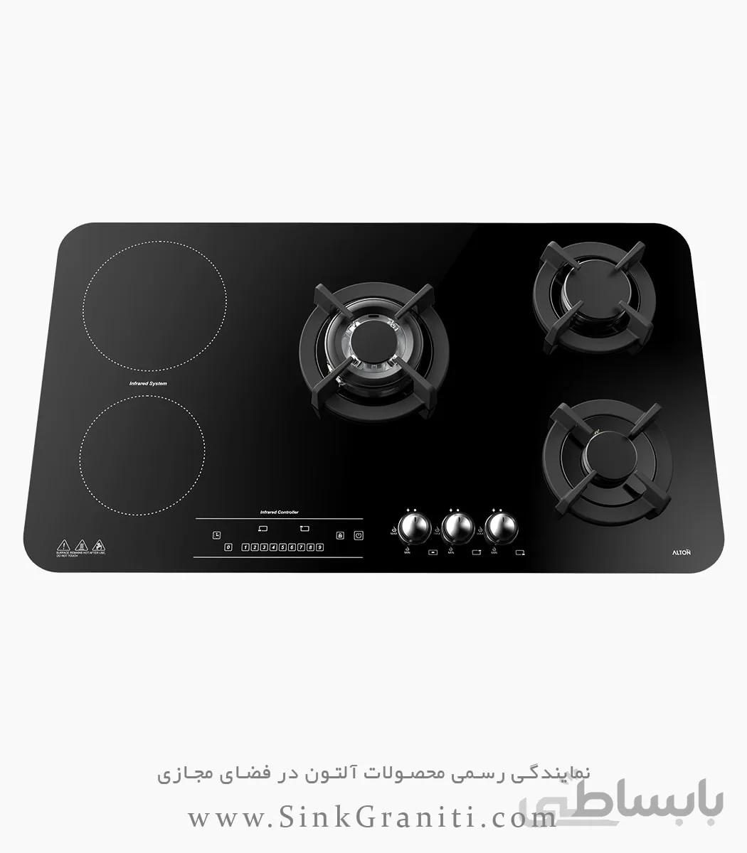 اجاق گاز صفحه ای آلتون 5 شعله مدل C511E ا ALTON C511E GLASS STOVE