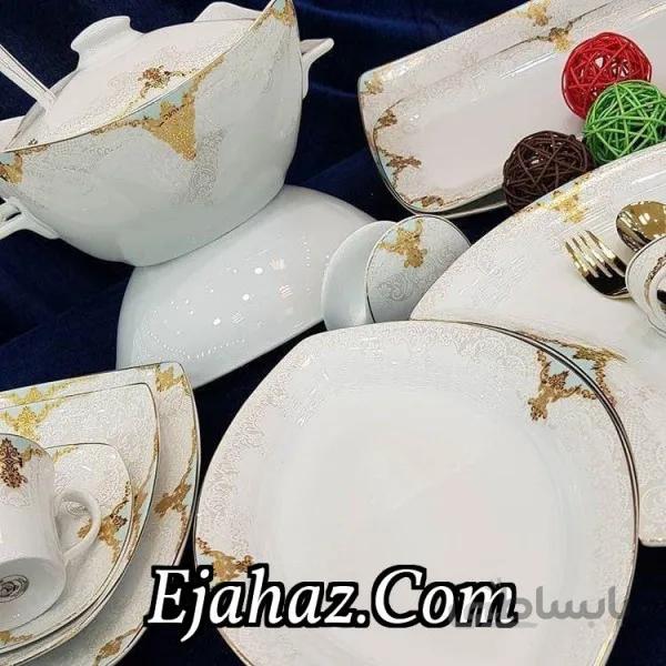 سرویس غذاخوری 12 نفره 105 پارچه چینی پردیس قالب پاریس طرح ستایش فیروزه 466i