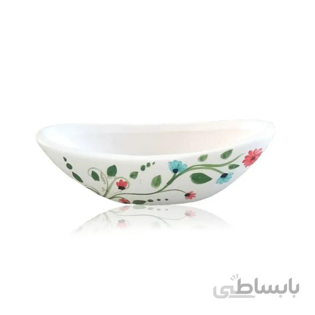 گلدان سرامیکی سفید طرح دار قایقی