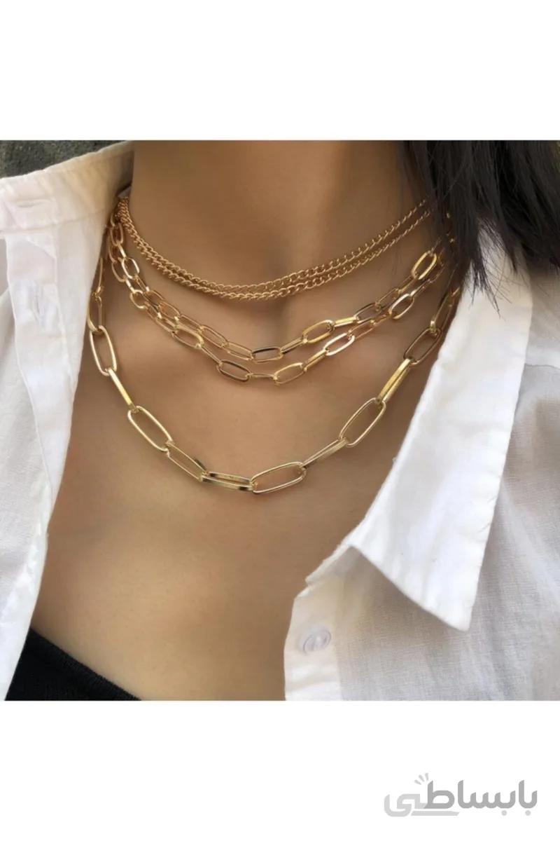 X-Lady Accessories گردنبند چند لایه مد رنگ طلا گردنبند چوکر مد روز پانک