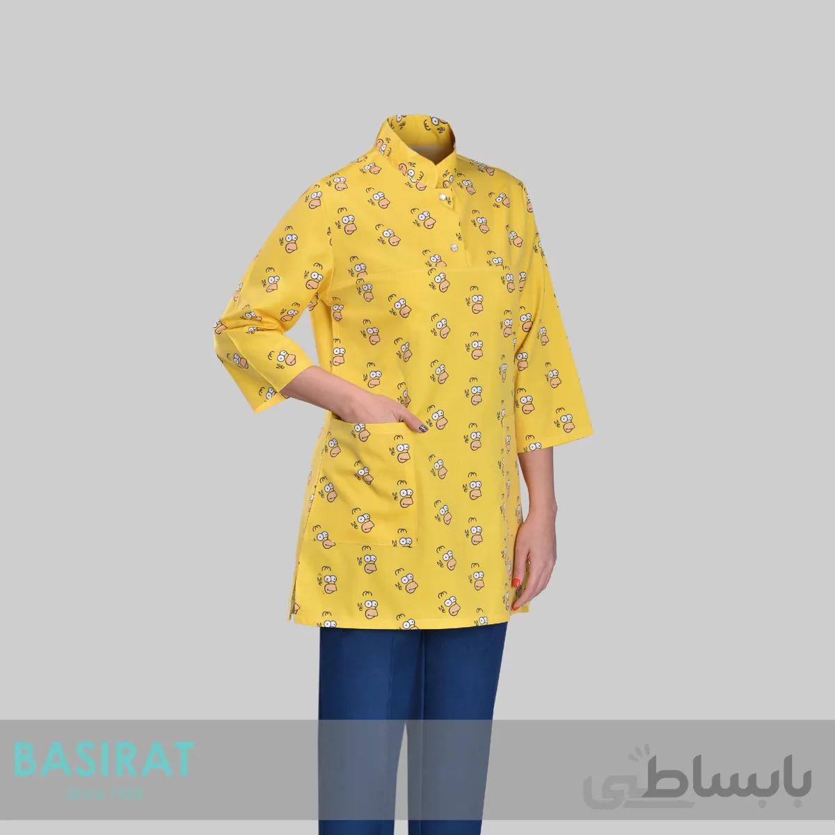 روپوش و شلوار پزشکی یقه دار زنانه طرح سیمپسون (اسکراب)