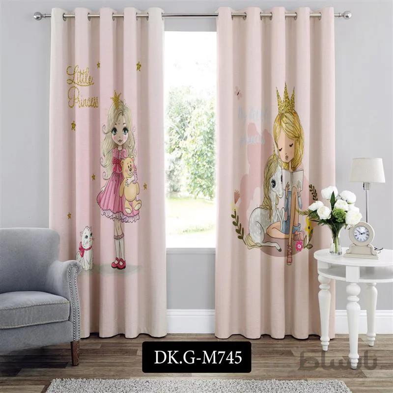 پرده پانچی (هازان و مخمل) کد DK.G.M745 طرح دخترانه شاهزاده خانم