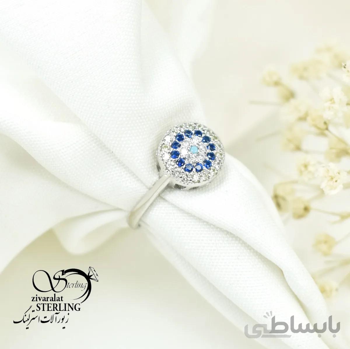 انگشتر نقره زنانه طرح چشم نظر