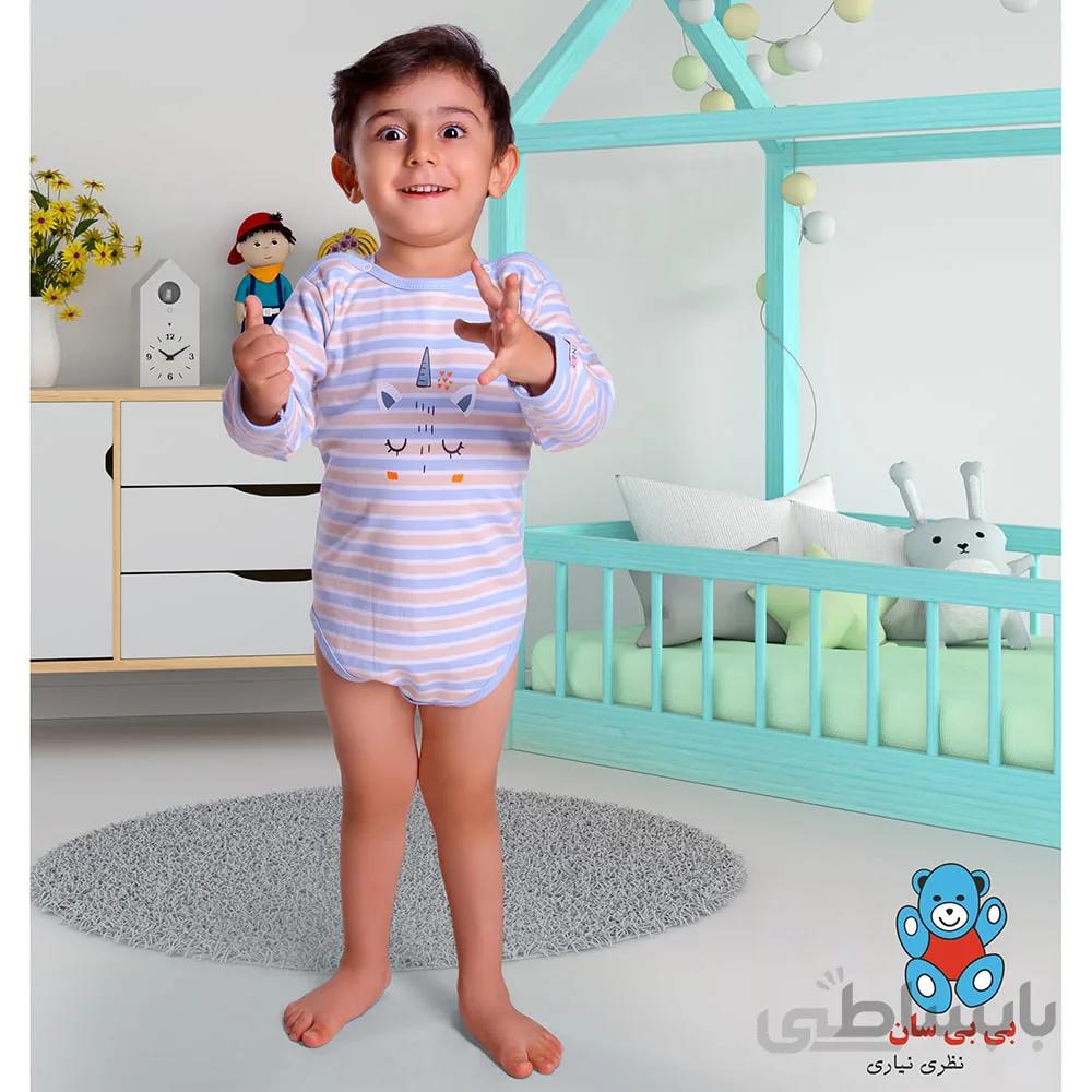 زیردکمه آستین بلند نوزادی بی بی سان طرح تک شاخ