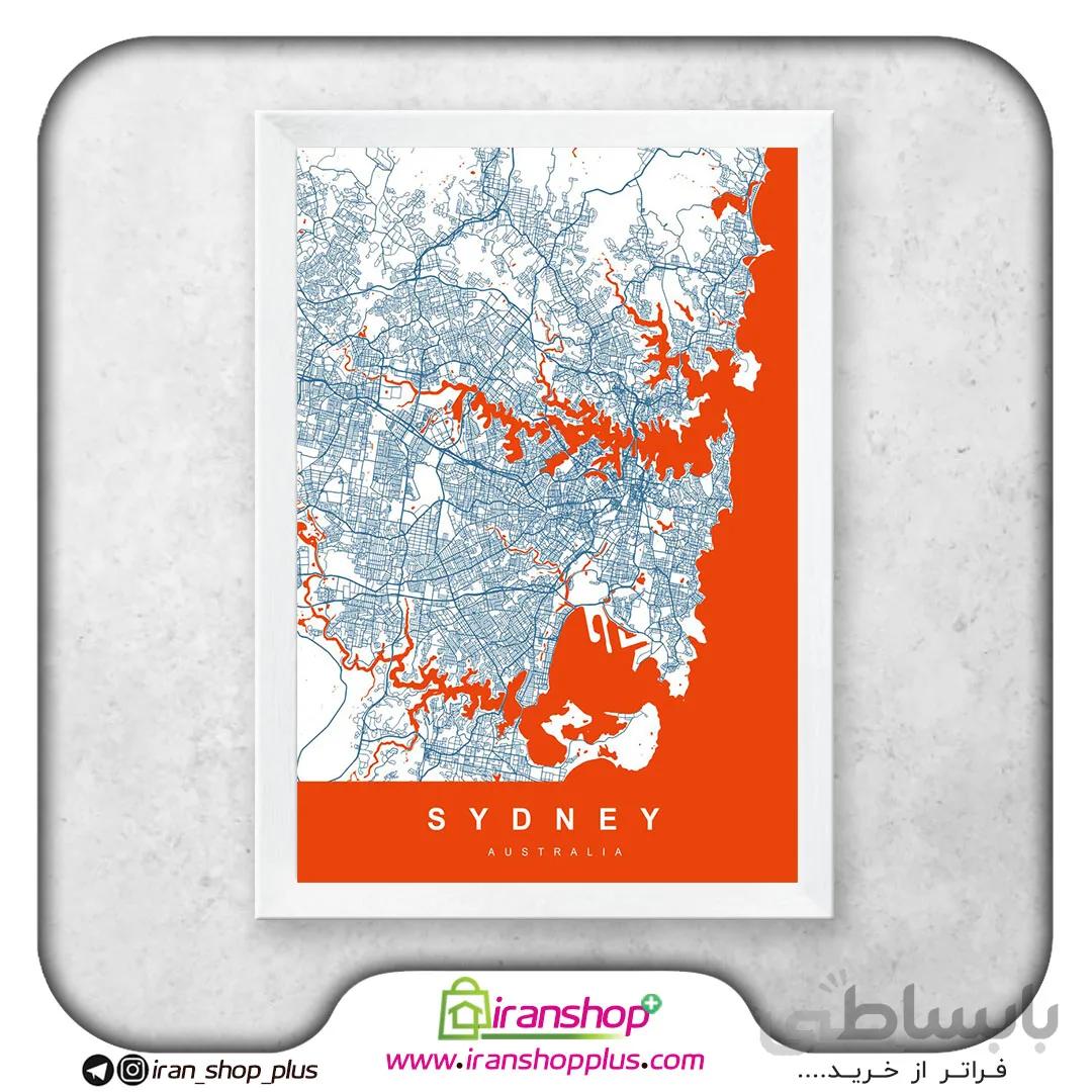 تابلو نقشه شهر سیدنی با تم White Orange