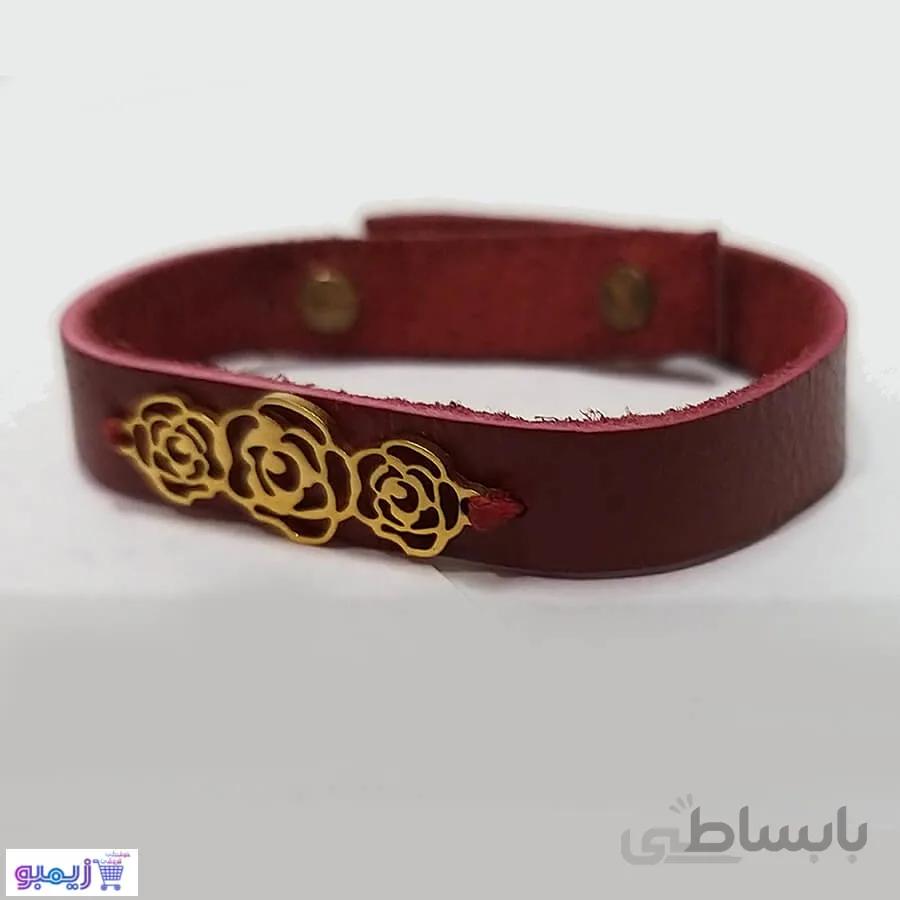 دستبند چرم مدل گل