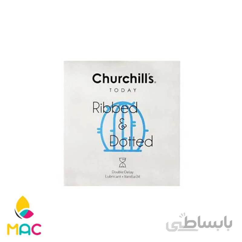 کاندوم تاخیری خاردار فوق العاده نازک چرچیلز Churchills مدل Ribbed and Dotted بسته 3 عددی