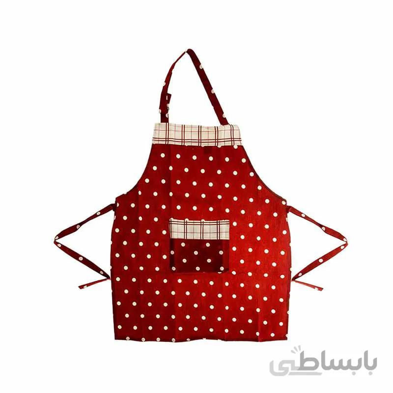 پيشبند کتان رزين تاژ طرح خالدار قرمز