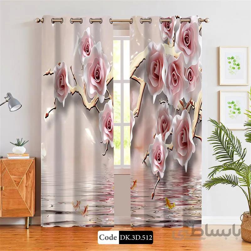 پرده پانچی (هازان و مخمل)کد DK.3D.512 طرح سه بعدی شاخه ی طلایی