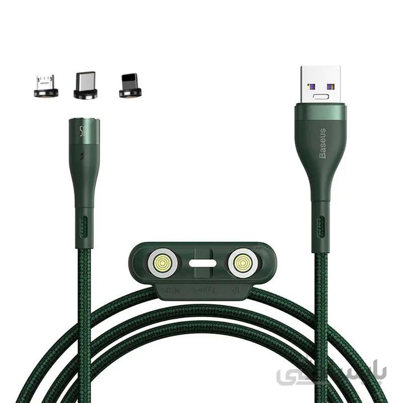 کابل تبدیل USB به USB-C/microUSB-لایتنینگ باسئوس مدل CA1T3-AG1 طول 1 متر