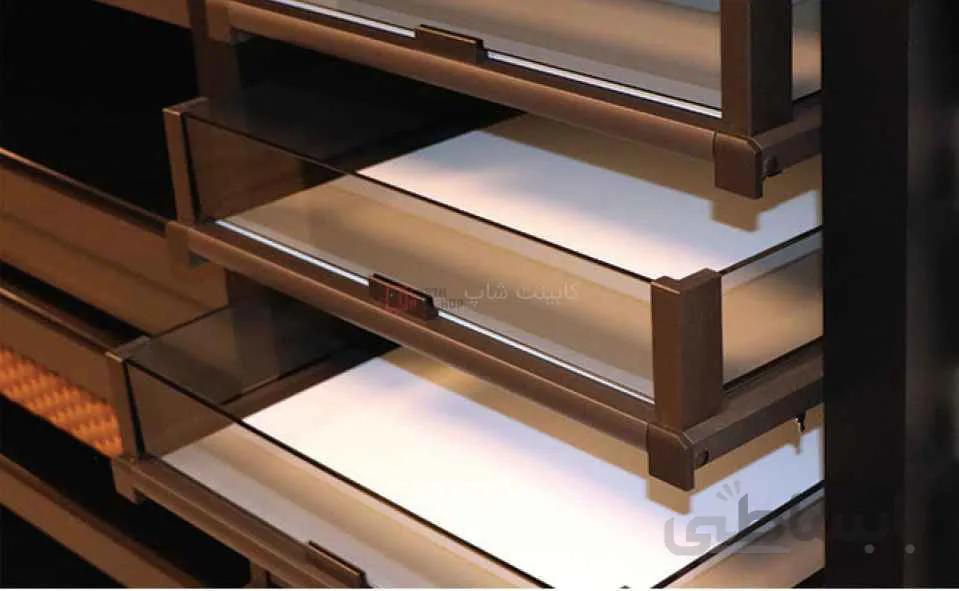 کشو ریلی شیشه ای داخل کمد رنگ موکا طرح ایتالین سایز 60 فانتونی مدل J502 ا Fantoni J502 Drawer