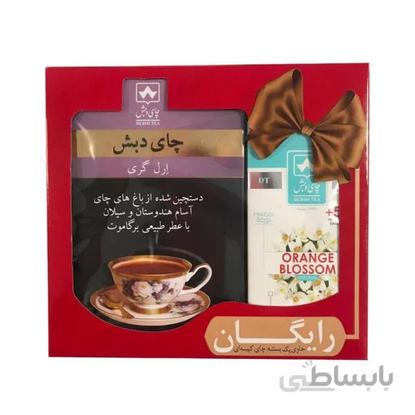 چای کلاسیک 500 گرمی با پک هدیه دمنوش کیسه ای دبش بسته 25 عددی