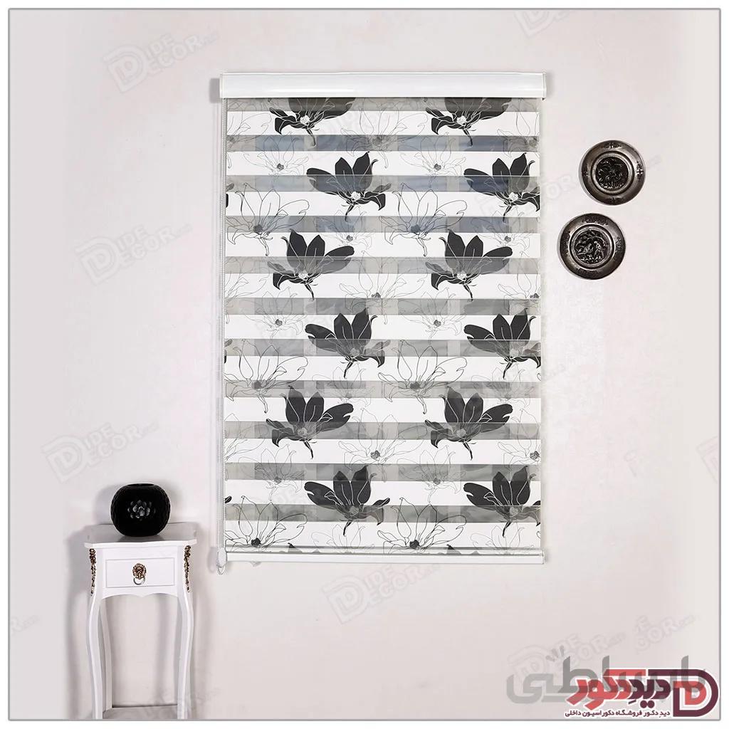 پرده زبرا گل دار چاپی دو رو کد H-152