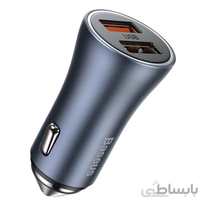 شارژر فندکی سریع دو پورت بیسوس Baseus Golden Contactor Pro Dual USB Quick Car Charger 40W