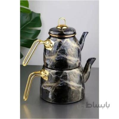 ست کتری و قوری پاچی مدل Elite Class Siyah طرح مرمر