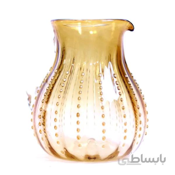پارچ شیشه ای خمره ای نگینی عسلی