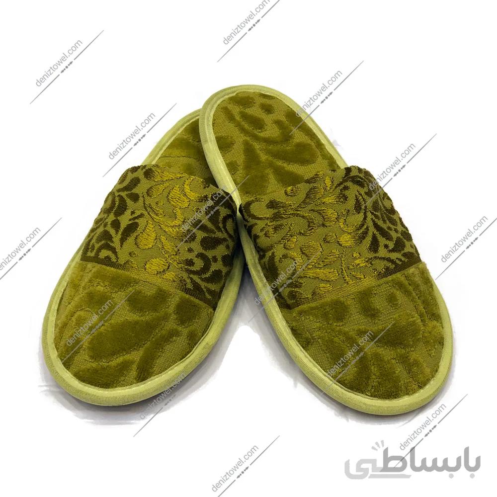 دمپایی حوله بهار زیتونی