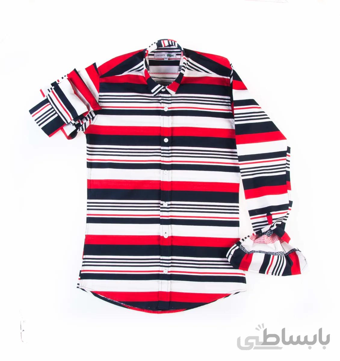 پیراهن مردانه طرح لاکوست راه راه P1004