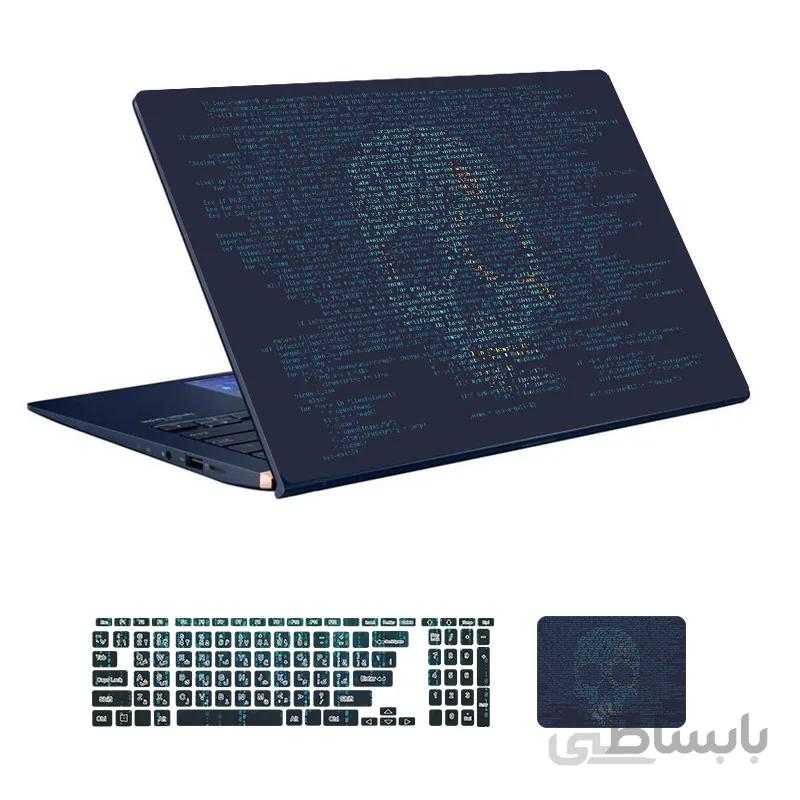 اسکین لپ تاپ طرح Hacker کد ۱۹ به همراه استیکر کیبورد