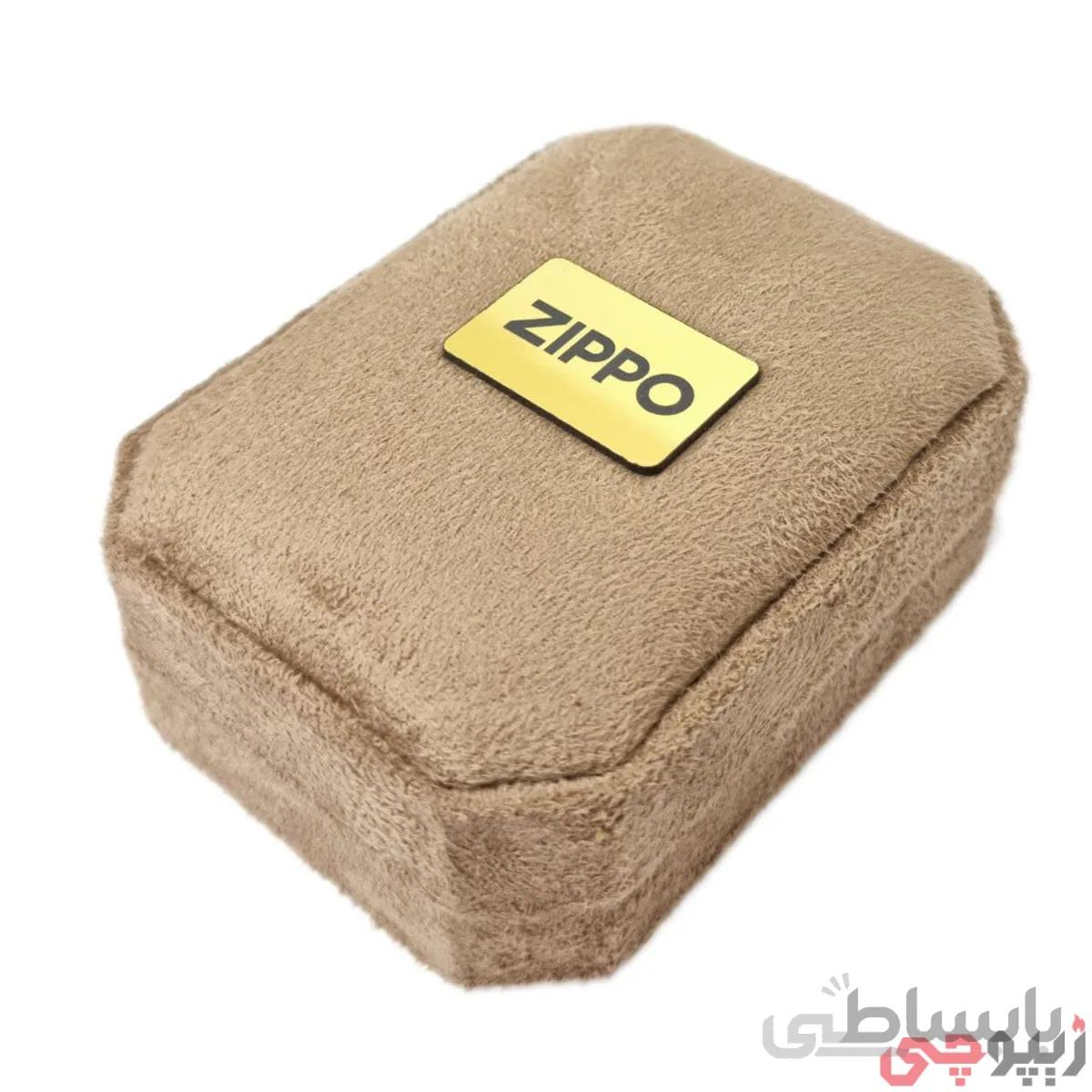 جعبه کادویی زیپو مدل مخملی کرم رنگ