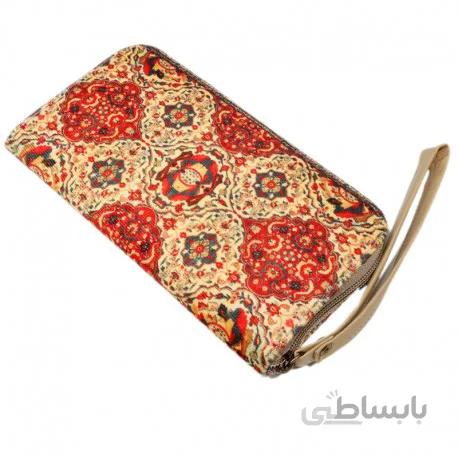 کیف پول بند دار مخمل طرح فرش بندی
