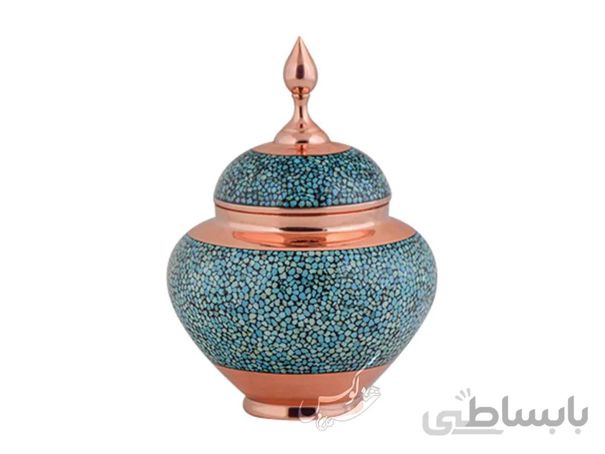 قندان فیروزه کوبی بزرگ مدل سیبی