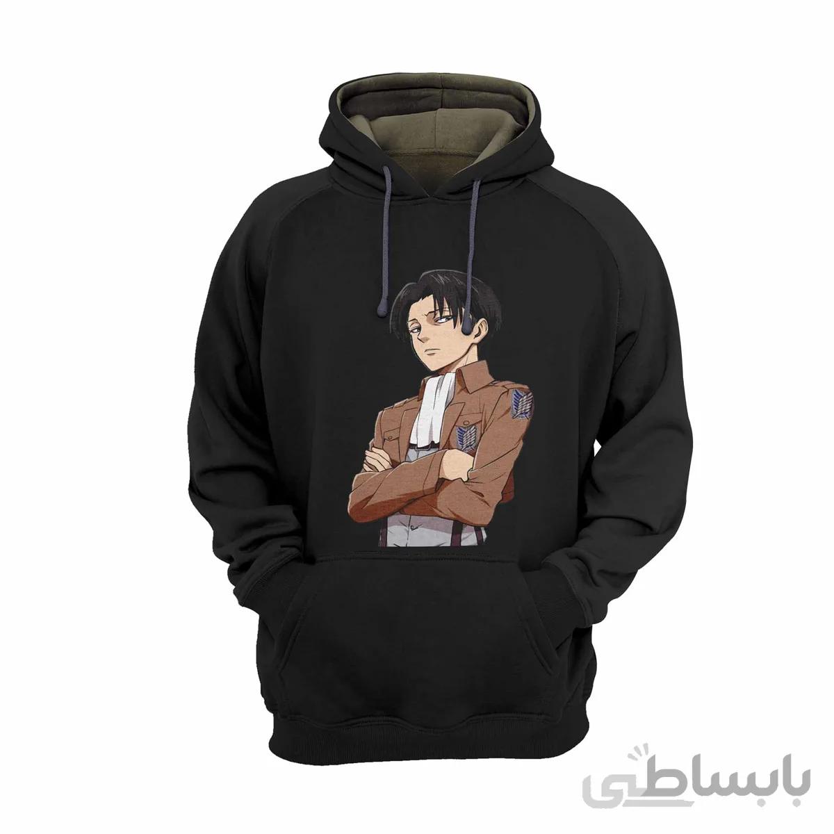 هودی مشکی طرح انیمه اتک ان تایتان Attack on Titan