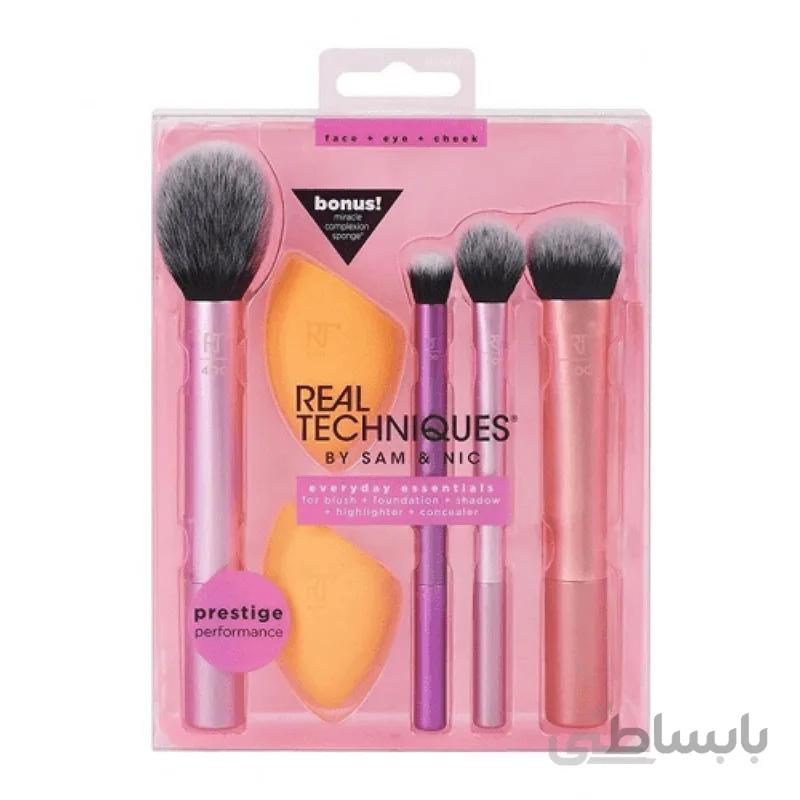 ست براش Everyday Essentials ریل تکنیک همراه با دو اسپانچ - REAL TECHNIQUES