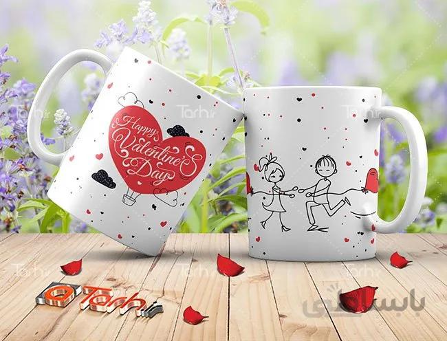 لیوان سرامیکی با طرح عاشقانه برای روز عشق